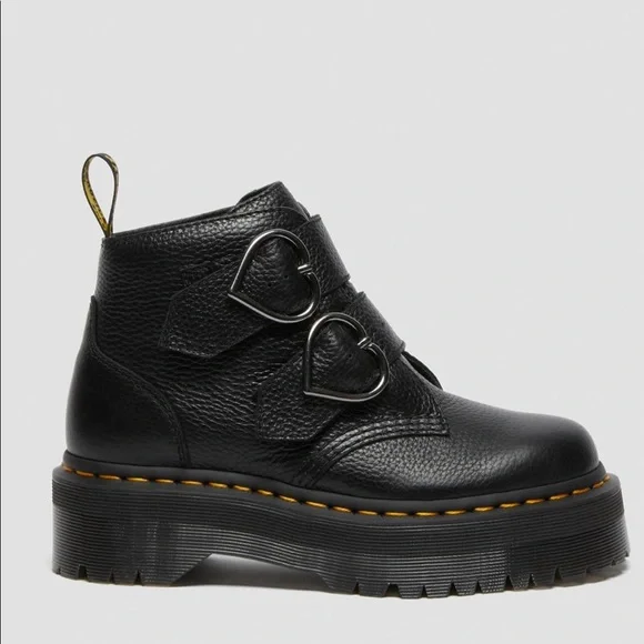 - Dr MARTENS DEVON HEART LEATHERS PLATFORM BLACK BOOTS - Picture 9 of 16
